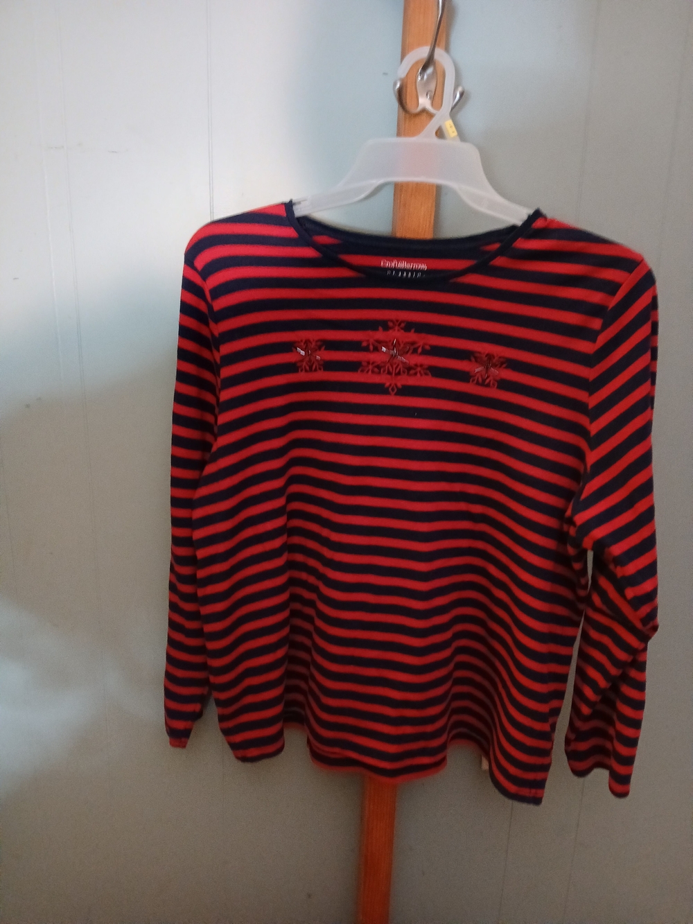 croft & barrow Red and Navy Striped Long-Sleeve Tee